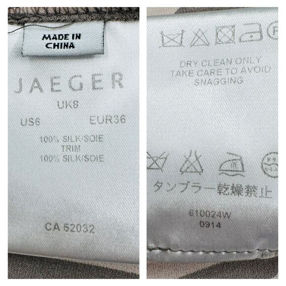 Jaeger London Pure Silk Retro Mod Print Shift Dress Size 8 Taupe Blush Pink - Picture 8 of 9